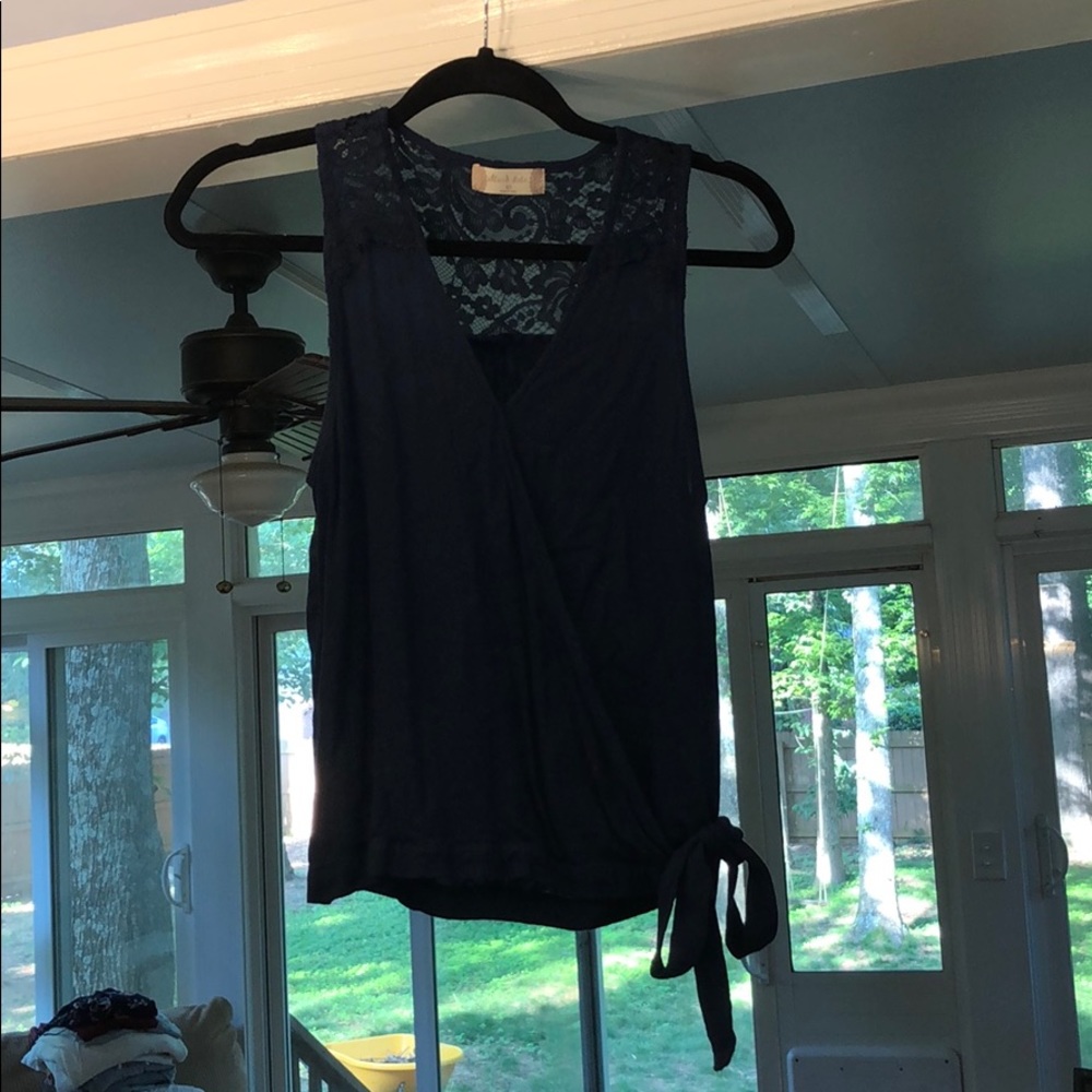 Navy blue lacy tank